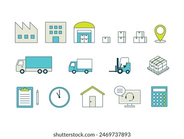 Icon set about transportation industry. Flat vector material isolated on white background.