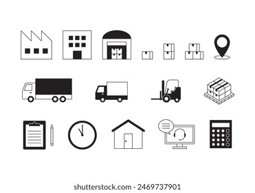 Icon set about transportation industry. Flat vector material isolated on white background.