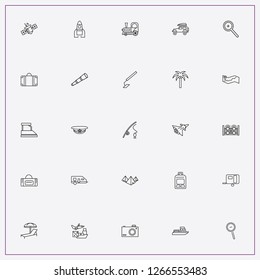 icon set about travel with keywords train, suitcase and pyramid