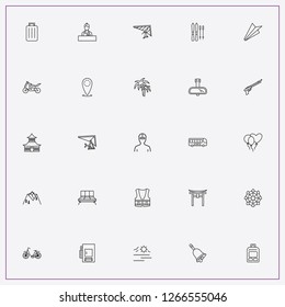 icon set about travel with keywords baggage, bus and back view mirror