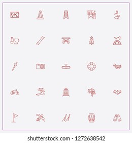 icon set about travel with keywords route location, deck chair and pyramid