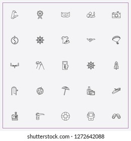 icon set about travel with keywords arch interior, mountains and ferris wheel