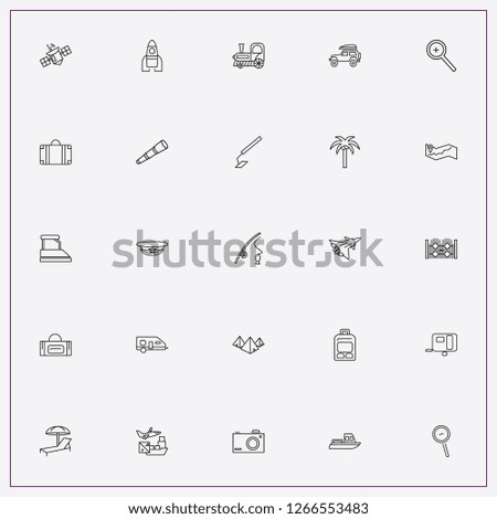 icon set about travel with keywords train, suitcase and pyramid