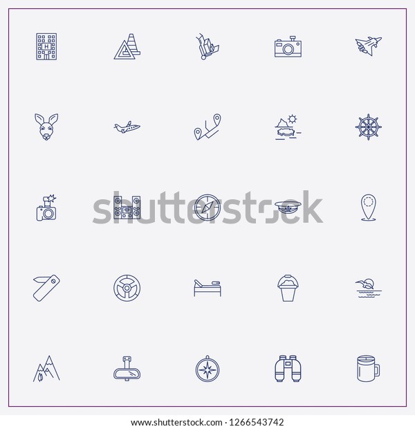 icon set about travel with keywords deck chair,\
airplane and sunrise