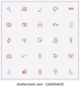icon set about vintage with keywords shaving brush, vodka and bench