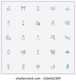 icon set about water with  bath douche, precipitation and hand liquid soap
