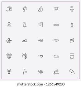 icon set about water with keywords thermos, swimming pool ladder and humidifier