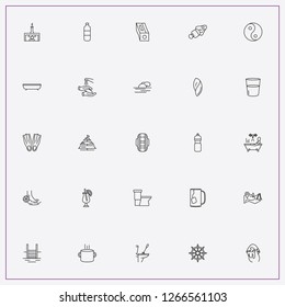 icon set about water with keywords flippers, swimming pool ladder and forest map