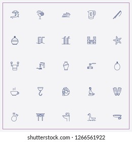 icon set about water with keywords boat, a seal with ball in circus and global warming