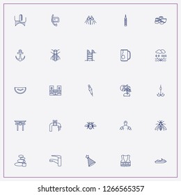 icon set about water with   sauna warm stones, anchor and water cycle