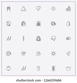icon set about weather with keywords hunting boots, global warming and sunshine