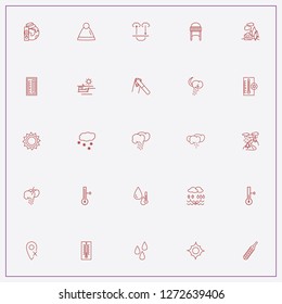 icon set about weather with keywords thunder with rain, snow hat and sun