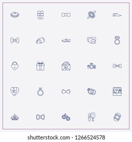 icon set about wedding with keywords butterfly tie, man shoe and gift box