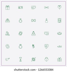icon set about wedding with keywords candy cake, heart arrow and congratulation message