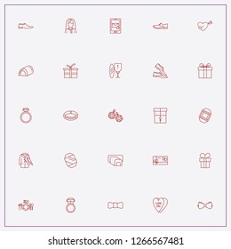 icon set about wedding with keywords i love you heart, brush for dress and finger ring