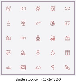 icon set about wedding with keywords ring, butterfly tie and arrow in heart