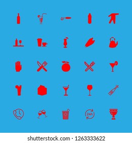  icon set about wine bottle, goblet, hand and cocktail vector set