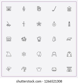 icon set about winter with keywords pullover, spruce tree and garlands
