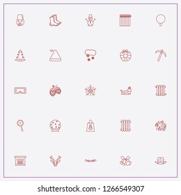 icon set about winter with keywords deer, heating battery and branch of nuts