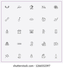 icon set about winter with keywords shovel, hunting boots and bengal light