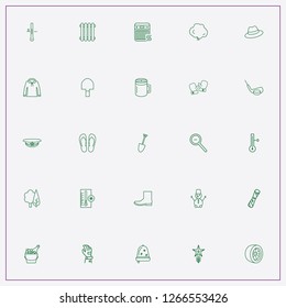 icon set about winter with keywords tire, heating battery and tree