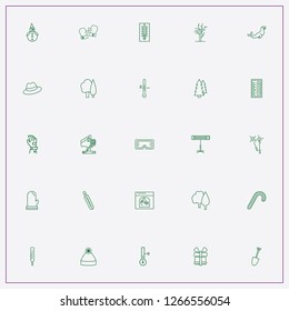 icon set about winter with keywords hat, snowman and tree