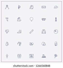 icon set about winter with keywords hammer and ice ax, skier and pullover