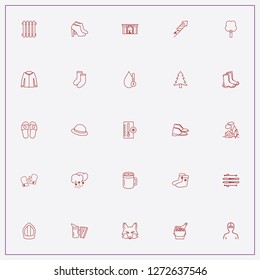 icon set about winter with keywords snow with rain cloud, slippers and pullover