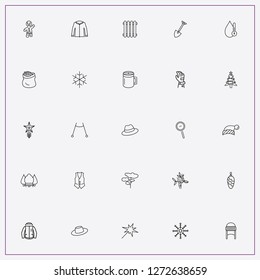 icon set about winter with keywords tree, hat and snow jacket