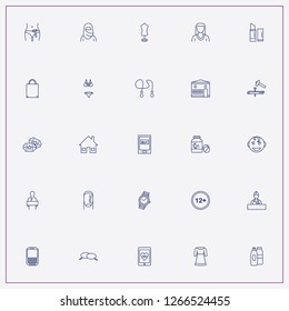 icon set about woman with keywords razor, mobile and swimsuit