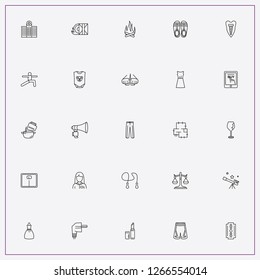 icon set about woman with keywords fragile, teeth implant and libra
