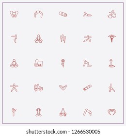 icon set about yoga with keywords om, pelvis and gymnastic mace