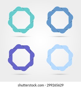 Icon set abstract business logo. Corporate, media, technology, style templates vector logo design. The figure of 8 parts with shadow cold colors blue, aquamarine, dark blue.