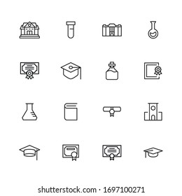 Conjunto de iconos de la academia. Pictogramas vectoriales editables aislados en un fondo blanco. Símbolos de diseño para aplicaciones móviles y diseño de sitios web. Paquete Premium de iconos en estilo de línea de moda.