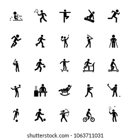 Icon set of active people. Sport, leisure, fitness. Activity concept. For topics like healthy lifestyle, professional sport, outdoor activities