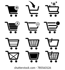 Icon Set Add To Cart Shoping Vector