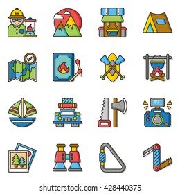 icon set adventure vector