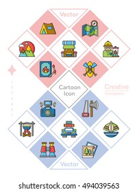 icon set adventure vector