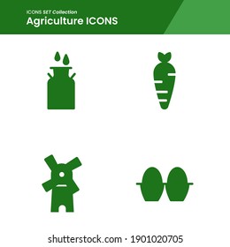 icon set of agriculture egg, windmill  and many more. with solid style vector. suitable use for web app and pattern design.
