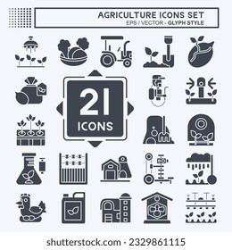 Icon Set Agriculture. related to Education symbol. glyph style. simple design editable. simple illustration