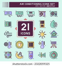 Icon Set Air Conditioning. related to Electronic symbol. MBE style. simple design editable. simple illustration