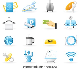 Icon set  airport services for travellers