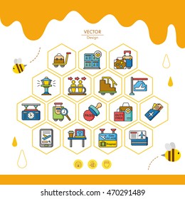 icon set airport vector