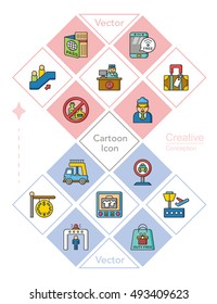 icon set airport vector