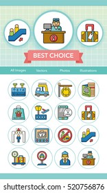 icon set airport vector