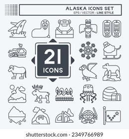 Icon Set Alaska. related to Education symbol. line style. simple design editable. simple illustration