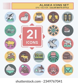 Icon Set Alaska. related to Education symbol. color mate style. simple design editable. simple illustration
