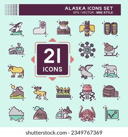 Icon Set Alaska. related to Education symbol. MBE style. simple design editable. simple illustration