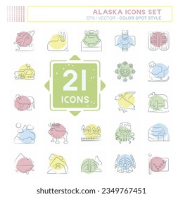 Icon Set Alaska. related to Education symbol. Color Spot Style. simple design editable. simple illustration