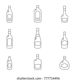 icon set with alcohol bottles for your design